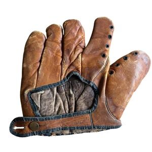 Vintage Genuine Cowhide True Value 1604 Baseball Glove Leather Circa 1940's